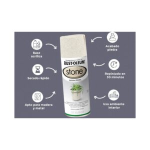 Rust-Oleum Pintura Stone Gris Texturizado - Aerosol Efecto Piedra - Imagen 3