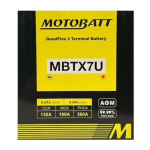 Batería Moto Motobatt MBTX7U (YTX7L-BS) AGM 8Ah 12V - Imagen 3