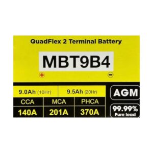 Batería Moto Motobatt MBT9B4 (Ytx9-bs) 12V 8.4Ah 140 CCA - Imagen 3
