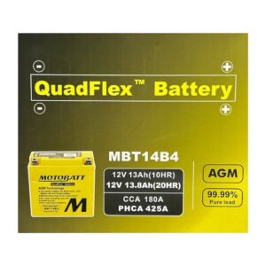 Batería Moto Motobatt AGM MBT14B4 (YTX14-BS) 12V 13Ah - Imagen 4