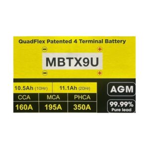 Batería Moto Motobatt MBTX9U (Ytx9-bs) 12V 10.5Ah 160 CCA - Imagen 4