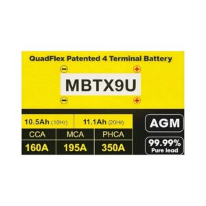 Batería Moto Motobatt MBTX9U (Ytx9-bs) 12V 10.5Ah 160 CCA - Imagen 4