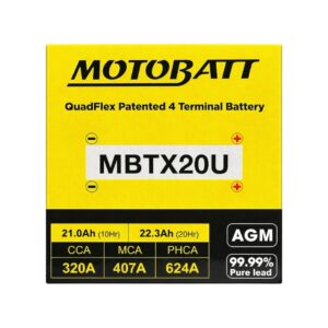 Batería Moto Motobatt MBTX20U (Ytx20l-bs) 12V 21Ah 320CCA - Imagen 3