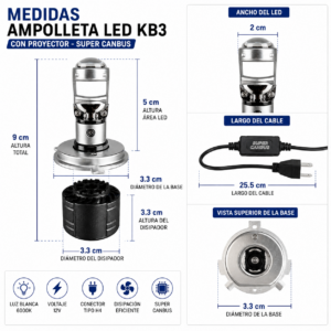 Kit ampolleta Led Dakar Dual KB3 H4 40000 Lumenes