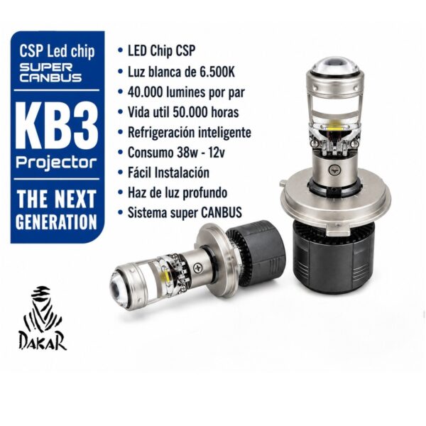 Kit ampolleta Led Dakar Dual KB3 H4 40000 Lumenes