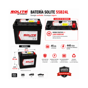 Batería Solite 45 Ah 55B24L 440CCA PD - Imagen 4