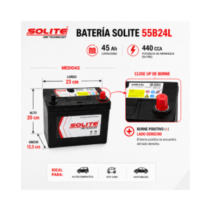 Batería Solite 45 Ah 55B24L 440CCA PD - Imagen 5