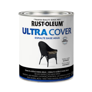 PINTURA RUST OLEUM ULTRA COVER ESMALTE BASE AGUA NEGRO CAÑON SATINADO 946 ML