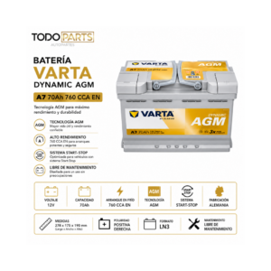 Batería Varta LN3 AGM 70Ah 760CCA AGM Start Stop - Imagen 4