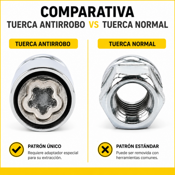 Set De Pernos De Seguridad Para Llantas Antirobo + Llave