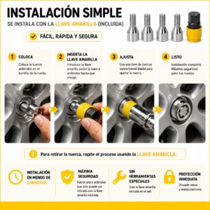 Set De Pernos De Seguridad Para Llantas Antirobo + Llave