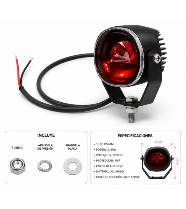 Luz Seguridad Curva U Roja Grúa Horquilla Montacargas Led