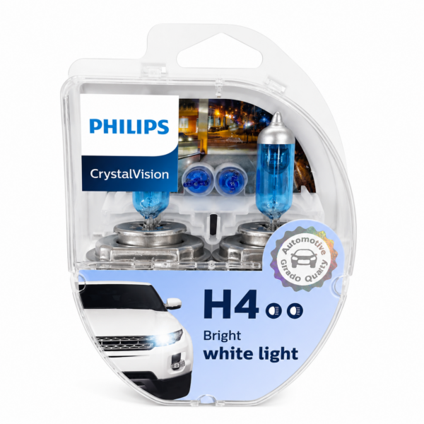 Ampolletas Philips CrystalVision H4 60/55W + W5W Pack 4