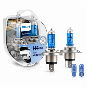 Ampolletas Philips CrystalVision H4 60/55W + W5W Pack 4